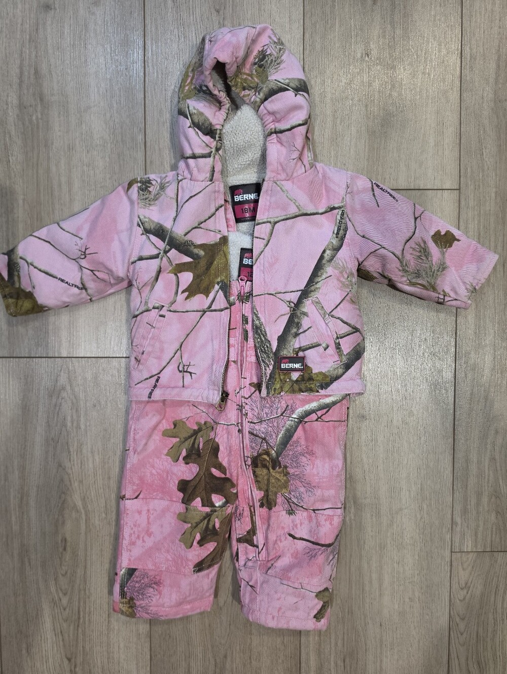 Berne Realtree Xtra Pink Camo Toddler Jacket & Bib Overalls Set 18M/12M